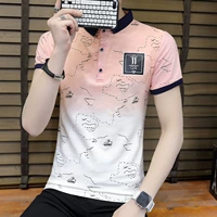 Mùa hè nam ngắn tay áo thun ve áo tuổi teen cotton mỏng nửa áo polo với cổ áo sinh viên xu hướng từ bi áo polo trắng