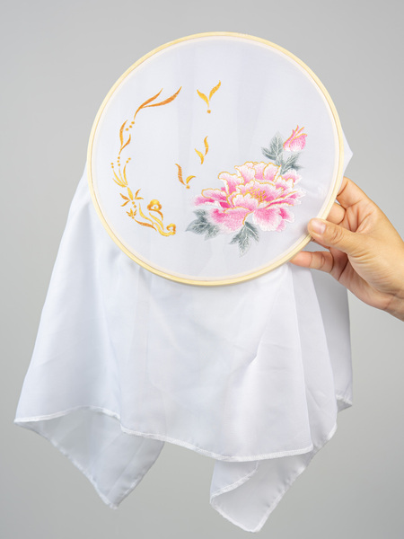 Embroidery Bridge Scene with Overlapping Shadows, Fragrant Floating Flowers, Butterfly Shadows, Cloud-Catching, and Beautiful Dance Competition Props; Finished Embroidery Frame