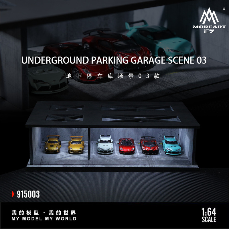 Underground Parking Garage Scene Model 1:64 Scale Realistic Alloy Car Model Dustproof Storage Toy Car with Lights