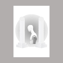 Millennium 90s subculture steam Boyappi gray-white sex cold sculpture function wind decoration poster painting core