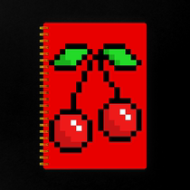 Harajuku steam wave cherry fruit red comics cute cartoon pixel soft girl notebook coil stationery