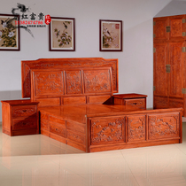 Mahogany 18 m double queen bed Chinese all solid wood African rosewood classical hedgehog rosewood carved wedding bed