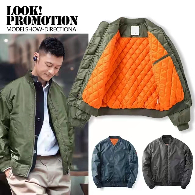 Men's Bomber Jacket Spring and Autumn Army Green Ma-1 Retro Casual Young and Middle-Aged Jacket Thin American Style Stand Collar Retro