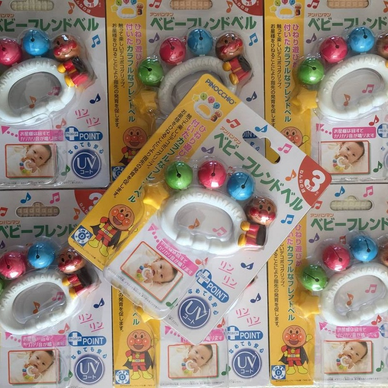 Japan Ria Sea Amoy bread Anpanman Newborn baby hand-rattled bells Early education baby soothing wisdom toys