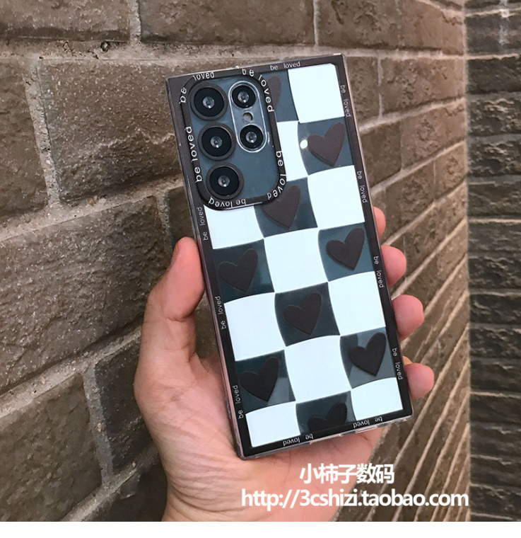 Checkered Pattern New Hearts Chess Board S23, S23 Plus, S23 Ultra, S22, S22 Plus, S22 Ultra, S21, S21 Plus, S21 Ultra, S20