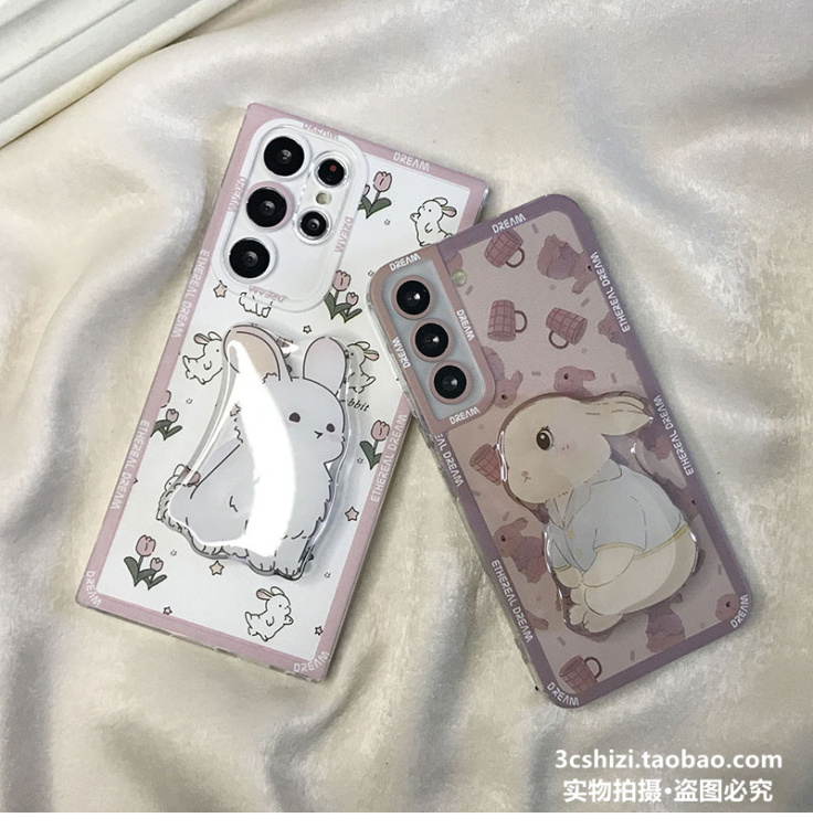 Girls Cute Cartoon Rabbit Silicone TPU S23, S23 Plus, S23 Ultra, S22, S22 Plus, S22 Ultra, S21, S21 Plus, S21 Ultra, Note 20