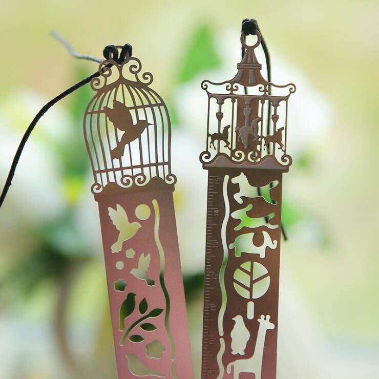 otaku-Korean retro hollow bookmark ruler multifunctional metal aluminum ruler drawing icon ruler hand account ruler