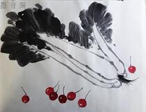 Pure hand drawing Chinese painting flowers birds cabbage insects fine ink painting Chinese painting without Seal