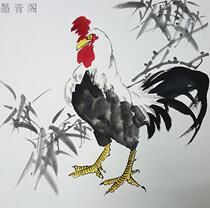 Pure hand-painted three feet of Chinese painting chicken and bamboo boutique ink painting works