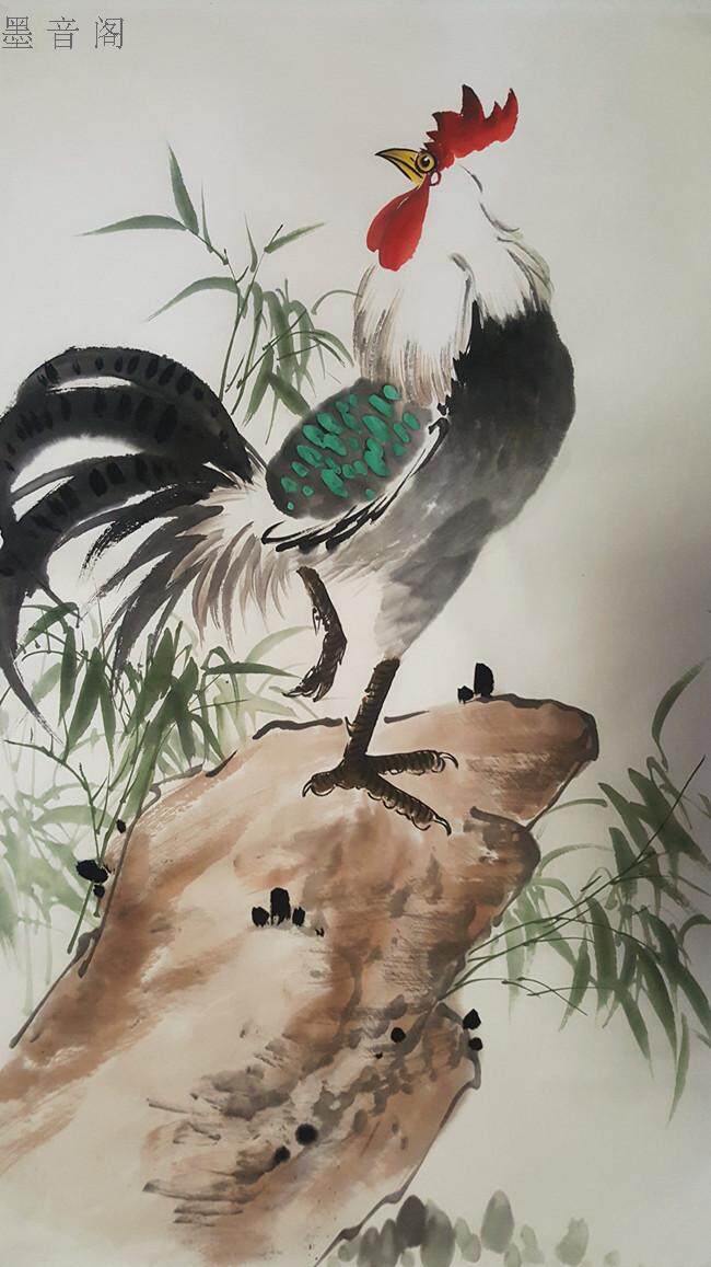 Pure Hand Plover Painting works Water ink painting Chicken Boutique with lower case Gisei Gaozhao