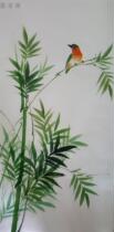 Chinese painting flowers birds bamboo and sparrows