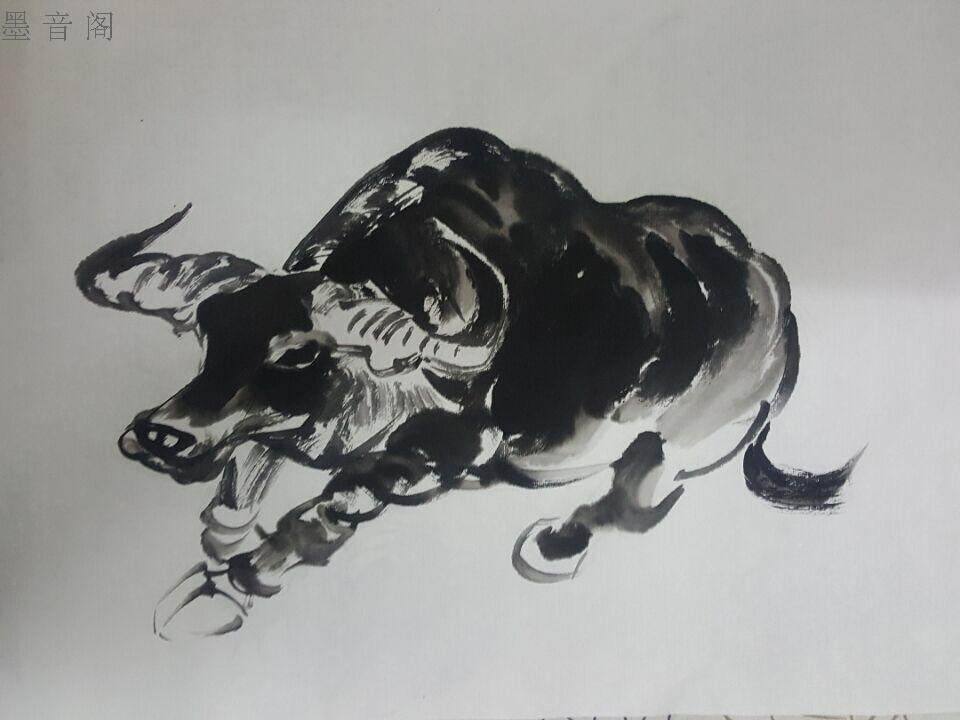 Pure Hand Drawing Country Painting The Beast Bullfighting Bull Red Bull Decoration Painting Boutique Water Ink Country Painting Bull Market High Up Plot