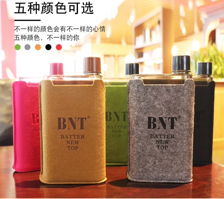 Hàn Quốc A6 giấy cốc máy tính xách tay giấy phẳng ấm nước nhựa sáng tạo thời trang nam nữ tay cầm chai nước cầm tay bình thủy tinh đựng nước 2 lít