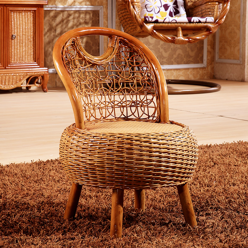 Rattan chair rattan furniture imported agate rattan chair rattan low stool shoe stool plant rattan chair stool chair real rattan chair