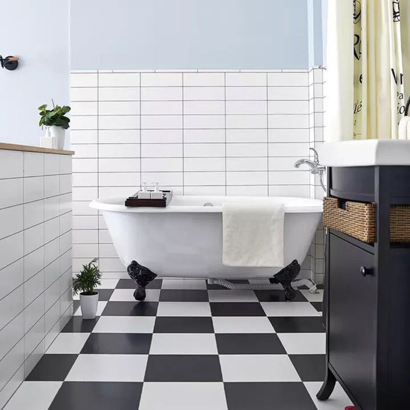 Nordic Kitchen Makeup Room Floor Tiles Anti-Slip Ground Brick Chains Black & White Grey Tile Toilet Wall Brick 300