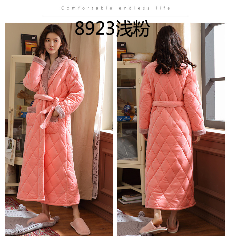 Áo ngủ nữ dễ thương ngọt ngào dày mùa đông cộng với nhung nhung san hô nhung ấm áp bộ đồ ngủ mùa đông kích thước lớn áo choàng nam áo ngủ đẹp