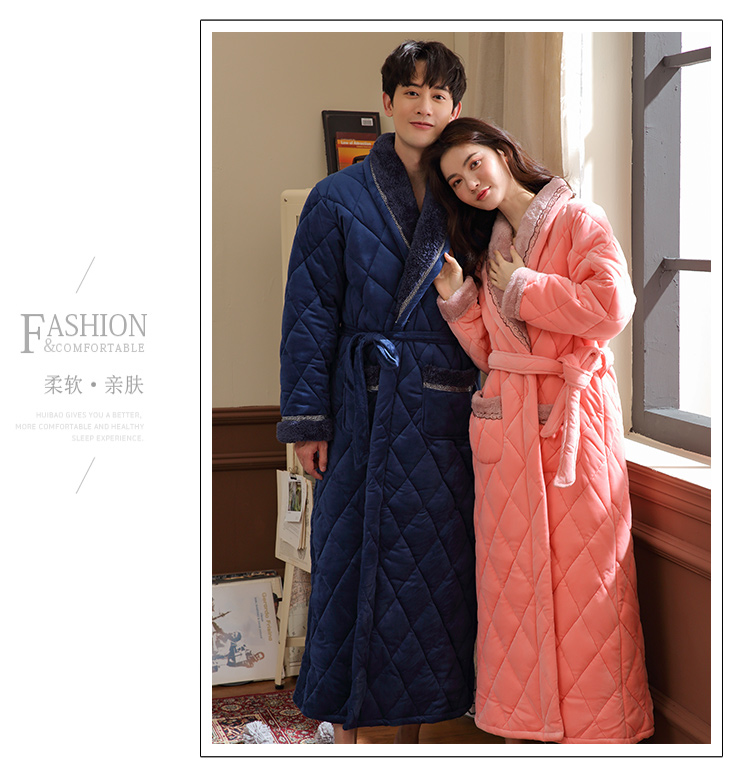 Áo ngủ nữ dễ thương ngọt ngào dày mùa đông cộng với nhung nhung san hô nhung ấm áp bộ đồ ngủ mùa đông kích thước lớn áo choàng nam áo ngủ đẹp