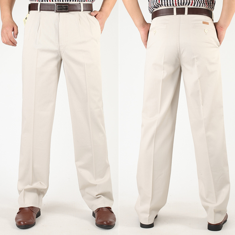 Mùa xuân và mùa hè Quần dài trung niên và cotton thường xuyên Quần dài nam mỏng Quần dài eo cao squat lỏng Quần dài XL áo nam đẹp
