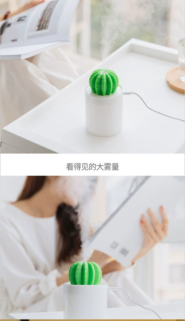 Xương rồng 3 đời USB máy tạo độ ẩm USB câm nhà phòng ngủ văn phòng mini đèn ngủ di động phun - Máy giữ ẩm