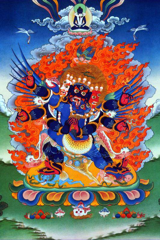 Wrathful Padmasambhava Vajra Statue Puba Vajra Double Portrait Photo Double-sided Waist Metal Plate Painting Core