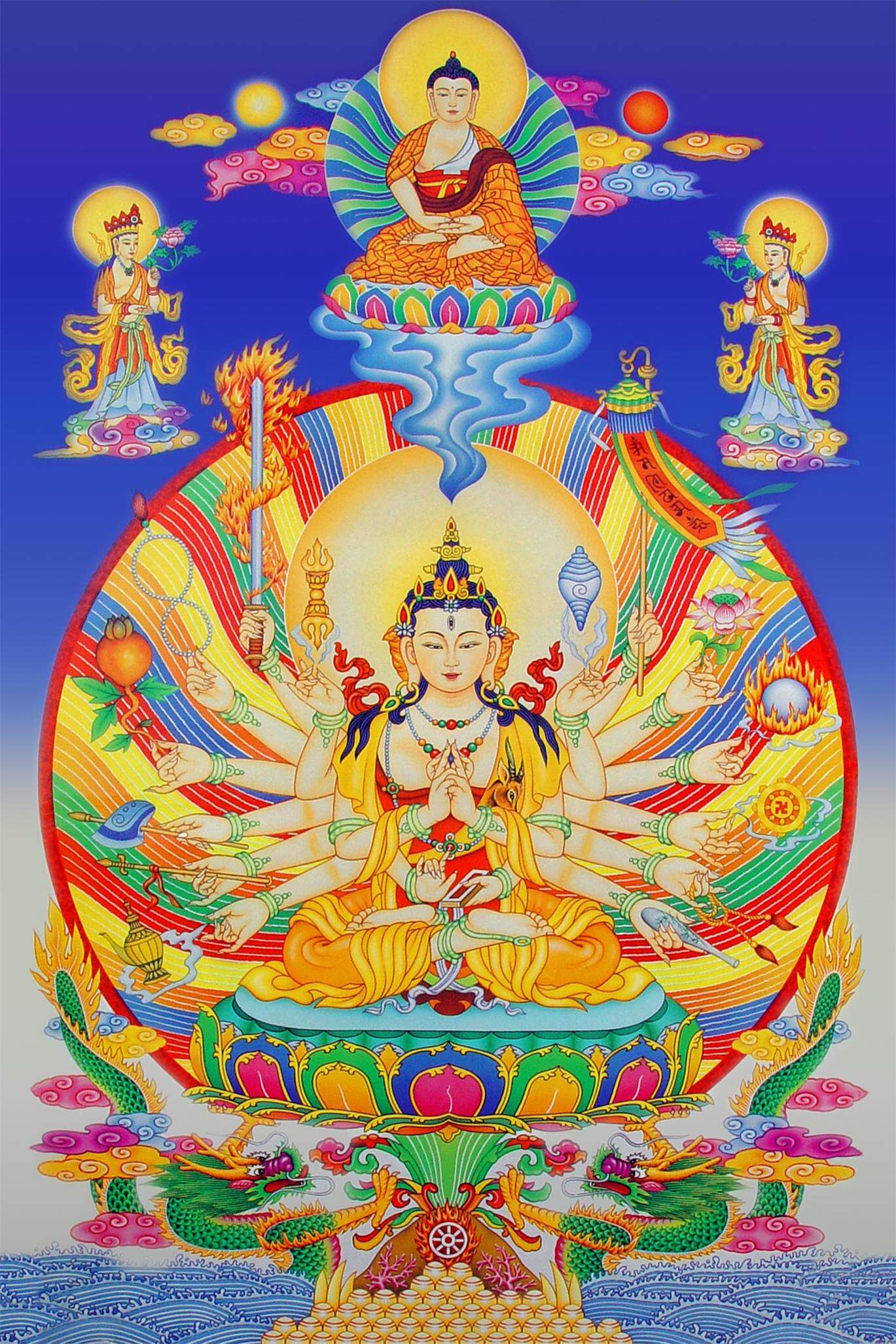 Buddhist portrait South without reference to the Buddha Mother eighteen-arm Quasi Mentioning Bodhisattva Portrait Multi-Style Patron Photo