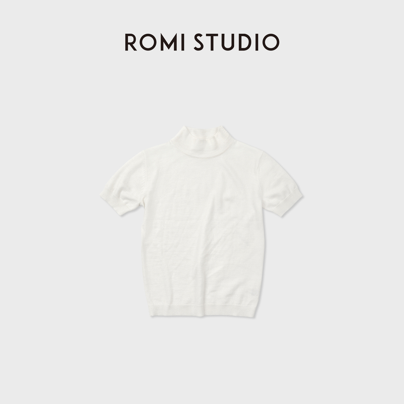 Romi Studio Ultra-Fine Wool Yarn Soft and Light Turtleneck Short-Sleeved Woolen Top Rw24Asg0879 Romi Studio Ultra-Fine Wool Yarn Soft and Light Turtleneck Short-Sleeved Woolen Top Rw24Asg0879