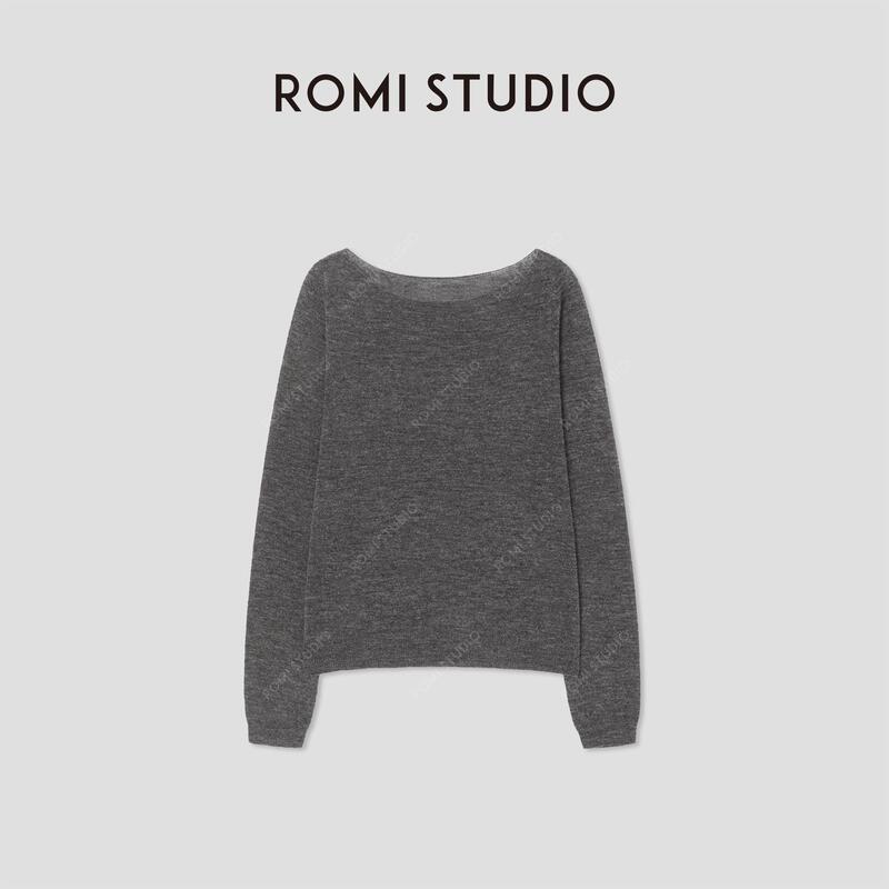 Romi Studio "Warmth Is Here" Sheep Wool Nebula Yarn Off-Shoulder Soft Sweater Rwcsst1467