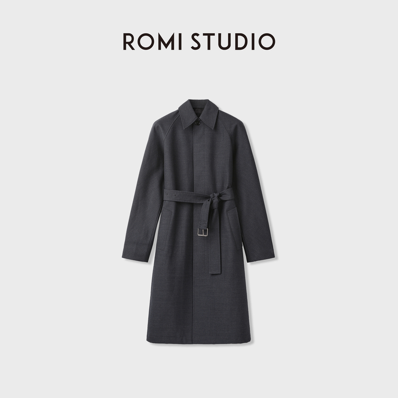 Romi Studio Casual and Relaxed Wool Blend Skinny Raglan Sleeve Mid-Length Coat Rwdwwg3887
