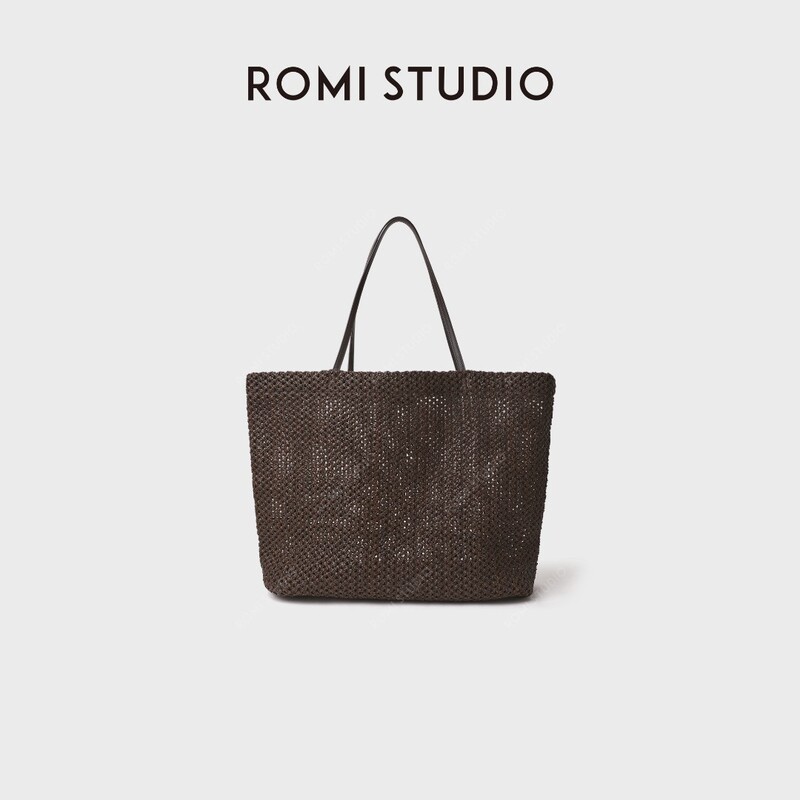 Romi Studio Large-Capacity Tote Bag with Fully Hollowed-Out Densely Woven Leather Shoulder Strap Rwdrp34194
