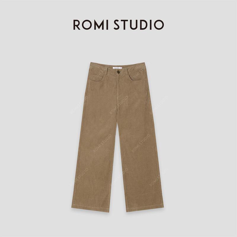Romi Studio “Retro Aesthetics” Pure Cotton Light-Fermented Washed Corduroy Straight-Leg Casual Pants 431K0012