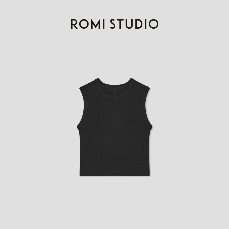 Romi Studio Simple Elastic Round Neck Sleeveless Pullover Versatile Casual Black Vest for Women Rwcrsm2662 Romi Studio Simple Elastic Round Neck Sleeveless Pullover Versatile Casual Black Vest for Women Rwcrsm2662