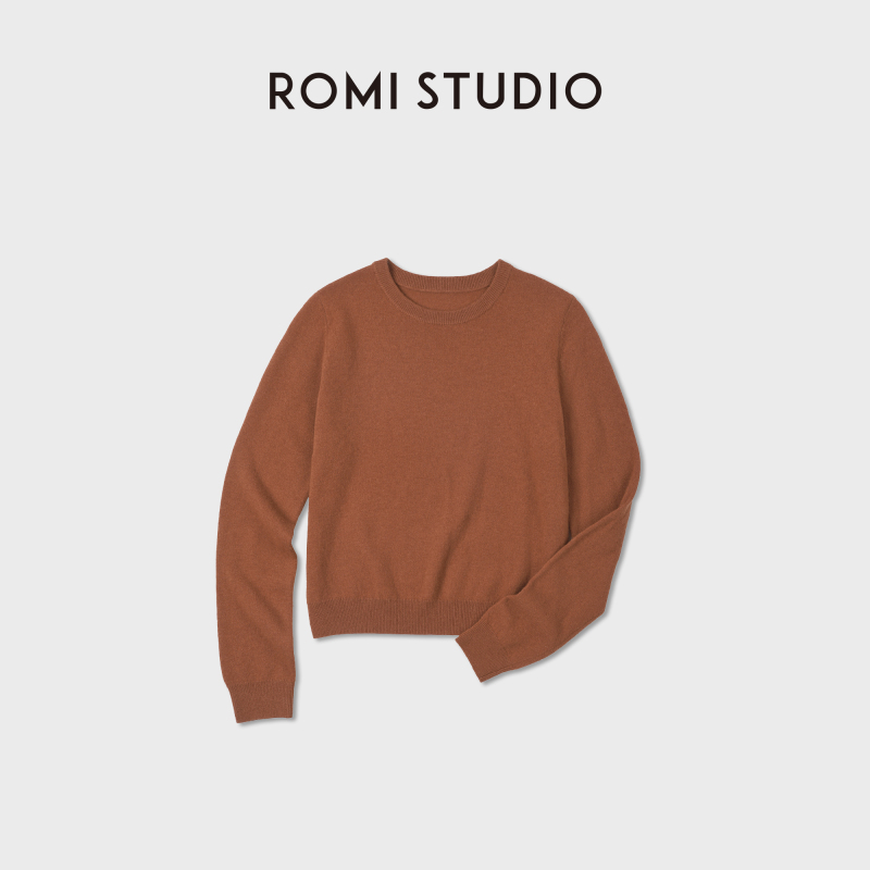 Romi Studio Retro Red-Brown Pure Wool Knitwear, Elegant and Soft Long-Sleeved Knitwear Rwdwst5115 Romi Studio Retro Red-Brown Pure Wool Knitwear, Elegant and Soft Long-Sleeved Knitwear Rwdwst5115