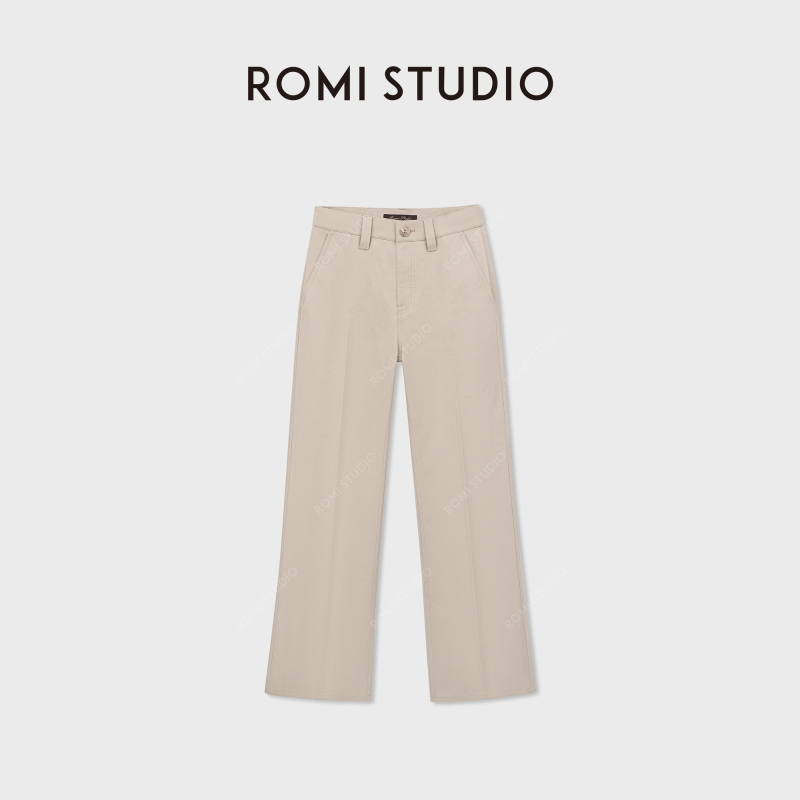 Romi Studio Simple and Stylish Mulberry Silk Cotton Carbon Brushed Comfortable Straight-Leg Pants Rwcwxg5962