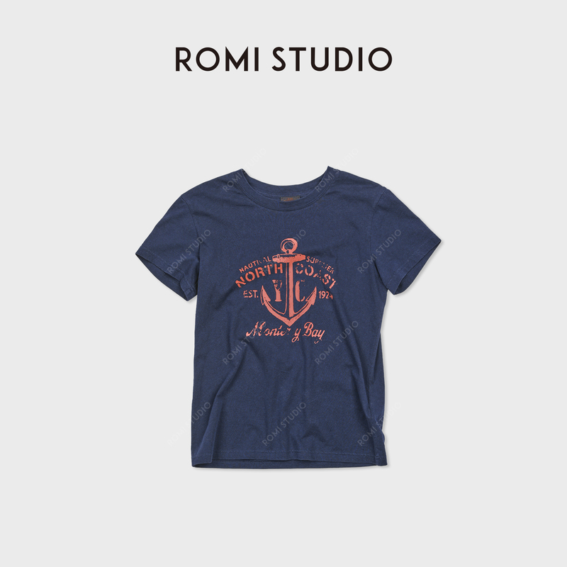 Romi Studio American Retro Linen Cotton Vintage Style Printed Loose T-Shirt Short Sleeves Rwdrsu1639