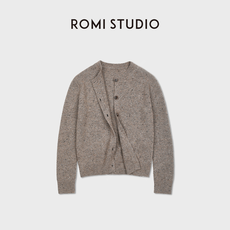 Romi Studio Floral Yarn Wool Cardigan with Colorful Dots, Lazy and Loose Round Neck Knitwear Rwdsst1931