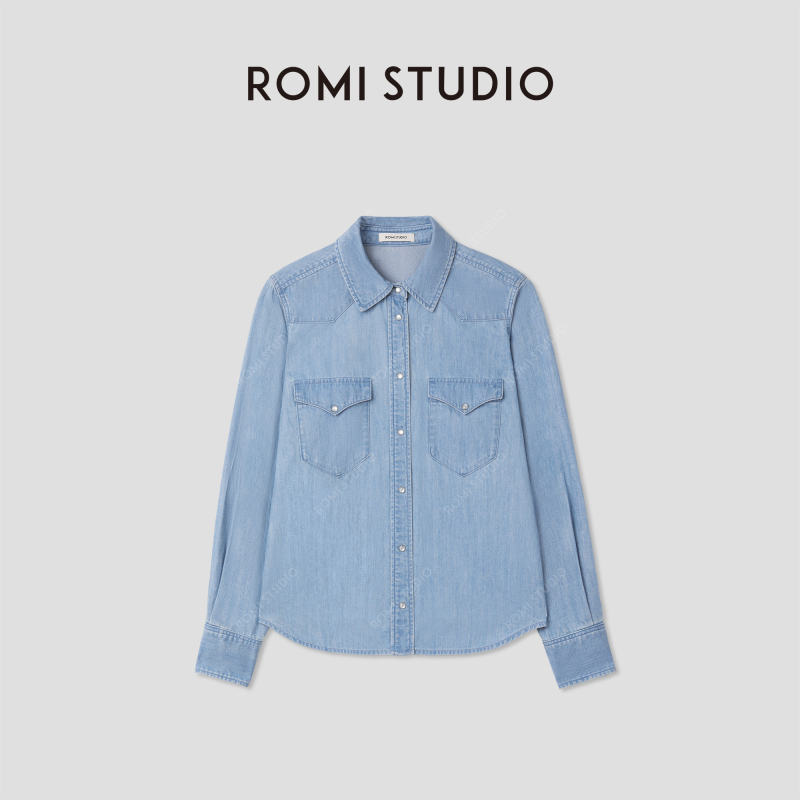 Romi Studio Fresh and Simple Cotton Denim Comfortable and Sturdy Lapel Shirt Rwcasa4595 Romi Studio Fresh and Simple Cotton Denim Comfortable and Sturdy Lapel Shirt Rwcasa4595