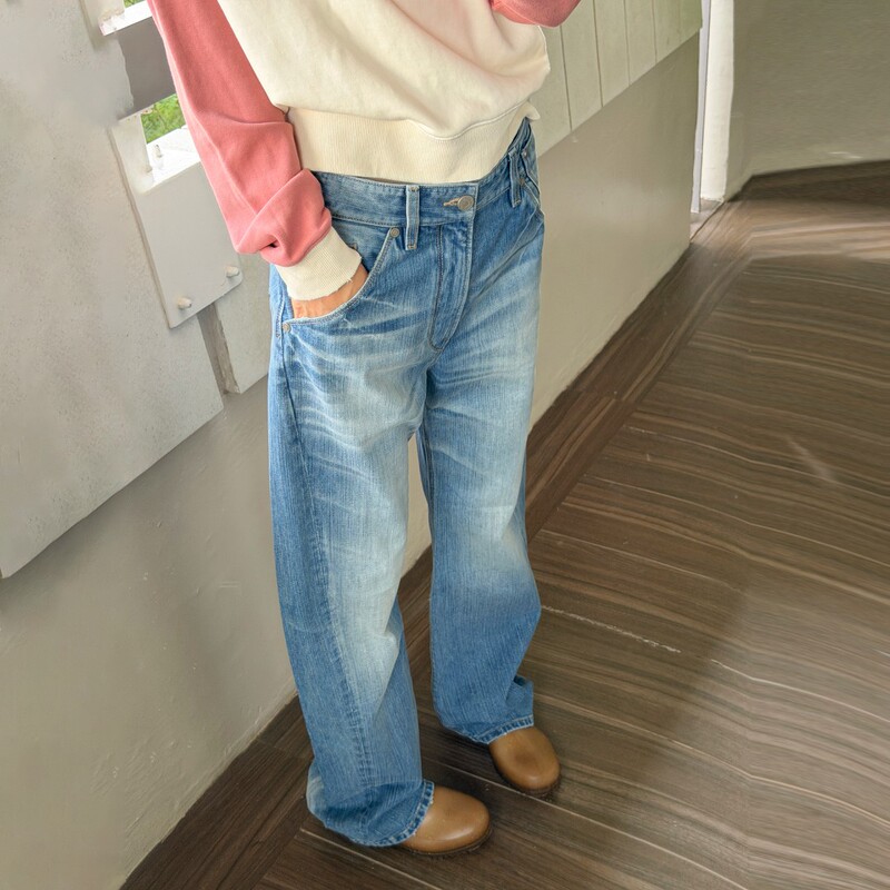 Romi Studio Red Label Denim Vintage Washed Adjustable Buckle Strap Straight-Leg Jeans Rwdax65685