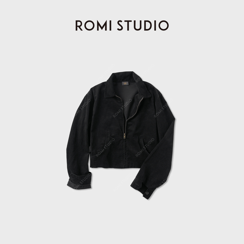 Romi Studio Retro Corduroy Lapel Vintage Distressed Small Zipper Jacket Rwcawt4738 Romi Studio Retro Corduroy Lapel Vintage Distressed Small Zipper Jacket Rwcawt4738