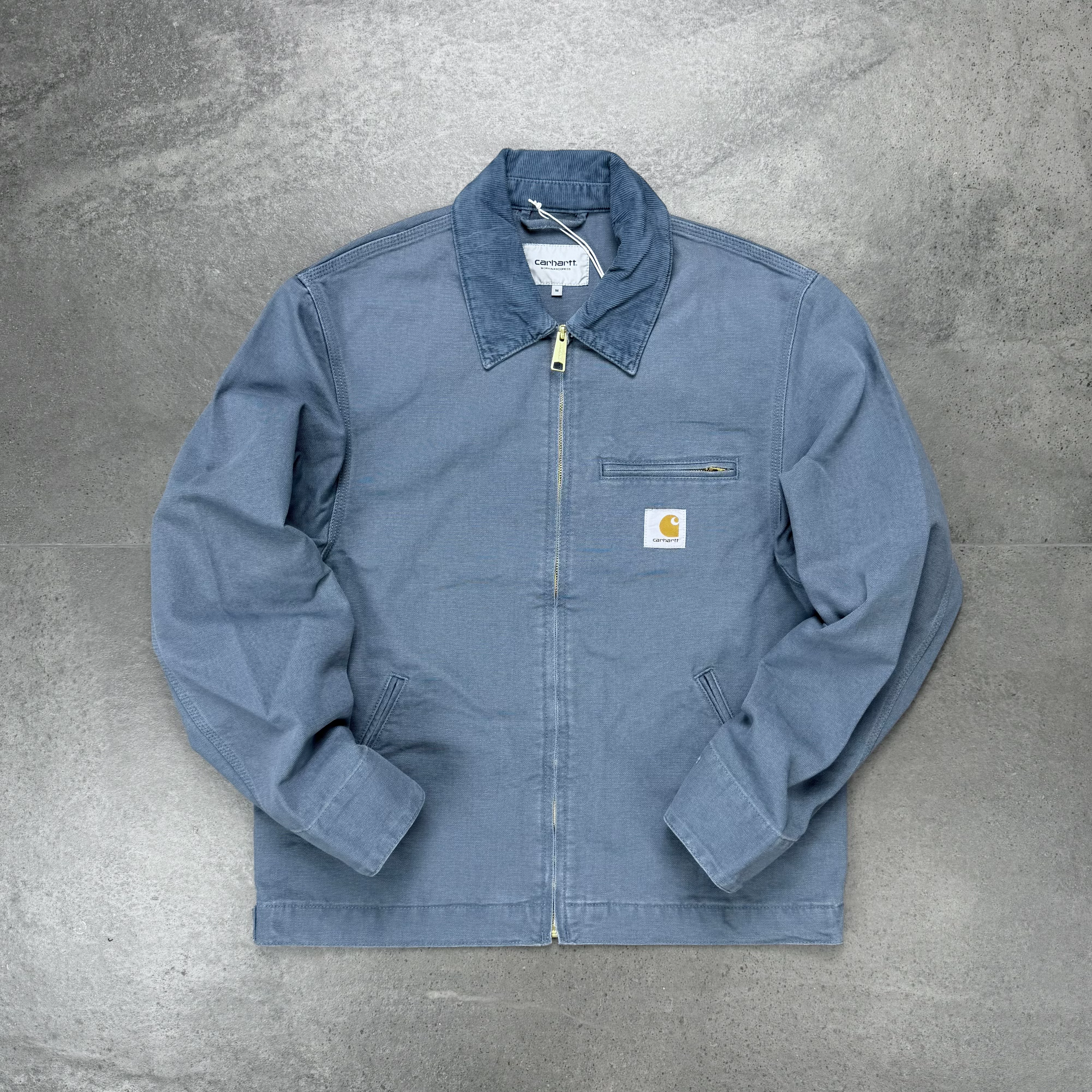 Джекет Carhartt Detroit с эффектом состаренной ткани, синяя камуфляжно-песочная стирка, стильная куртка на все сезоны для мужчин и женщин