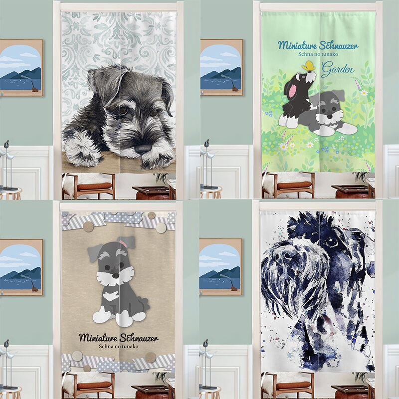 Schnauzer Standard Schnauzer Half Curtain No-Drill Fabric Partition Curtain Hanging Curtain Schnauzer Standard Schnauzer Half Curtain No-Drill Fabric Partition Curtain Hanging Curtain