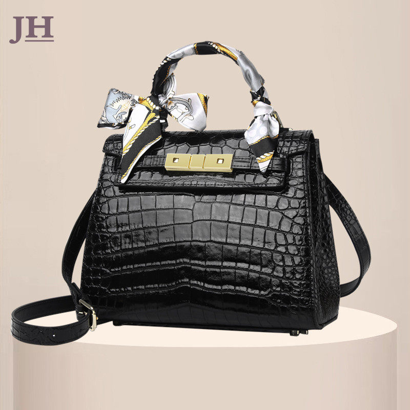 JH high-luxury Kelly bag leather handbag new crocodile pattern hot mom handbag fashion all-match shoulder bag Messenger bag