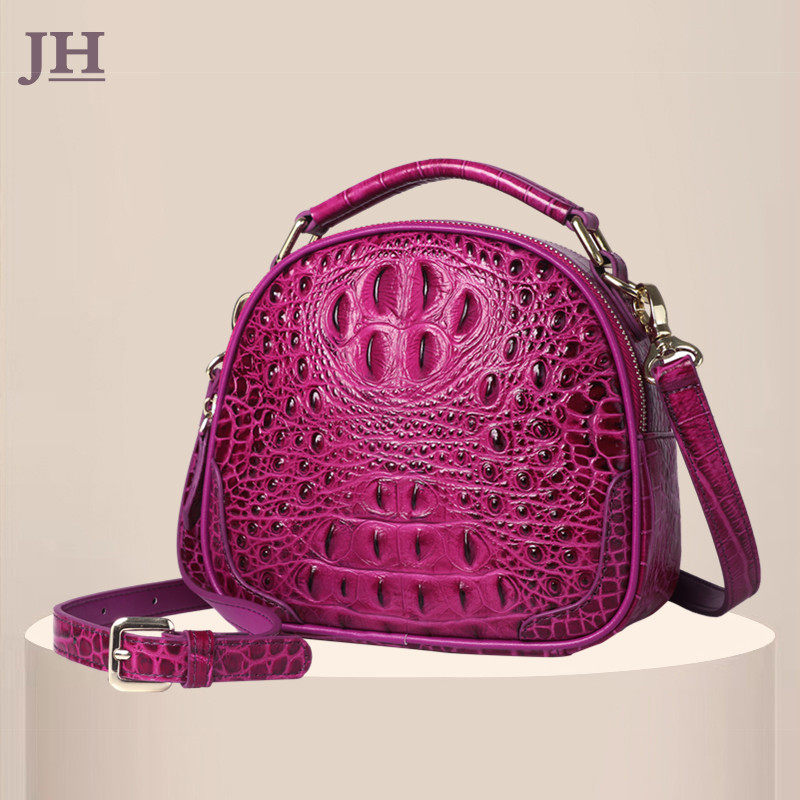 JH high luxury crocodile bag small round bag genuine leather handbag new handbag fashion all-match shoulder Messenger bag small bag