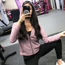 Loose hooded sports casual jacket jacket running training quick-drying breathable yoga suit long sleeve cardigan fitness suit