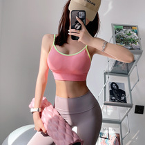 Adjustable shoulder strap sports underwear thin shoulder strap yoga bra vest style fitness bra back vest candy color