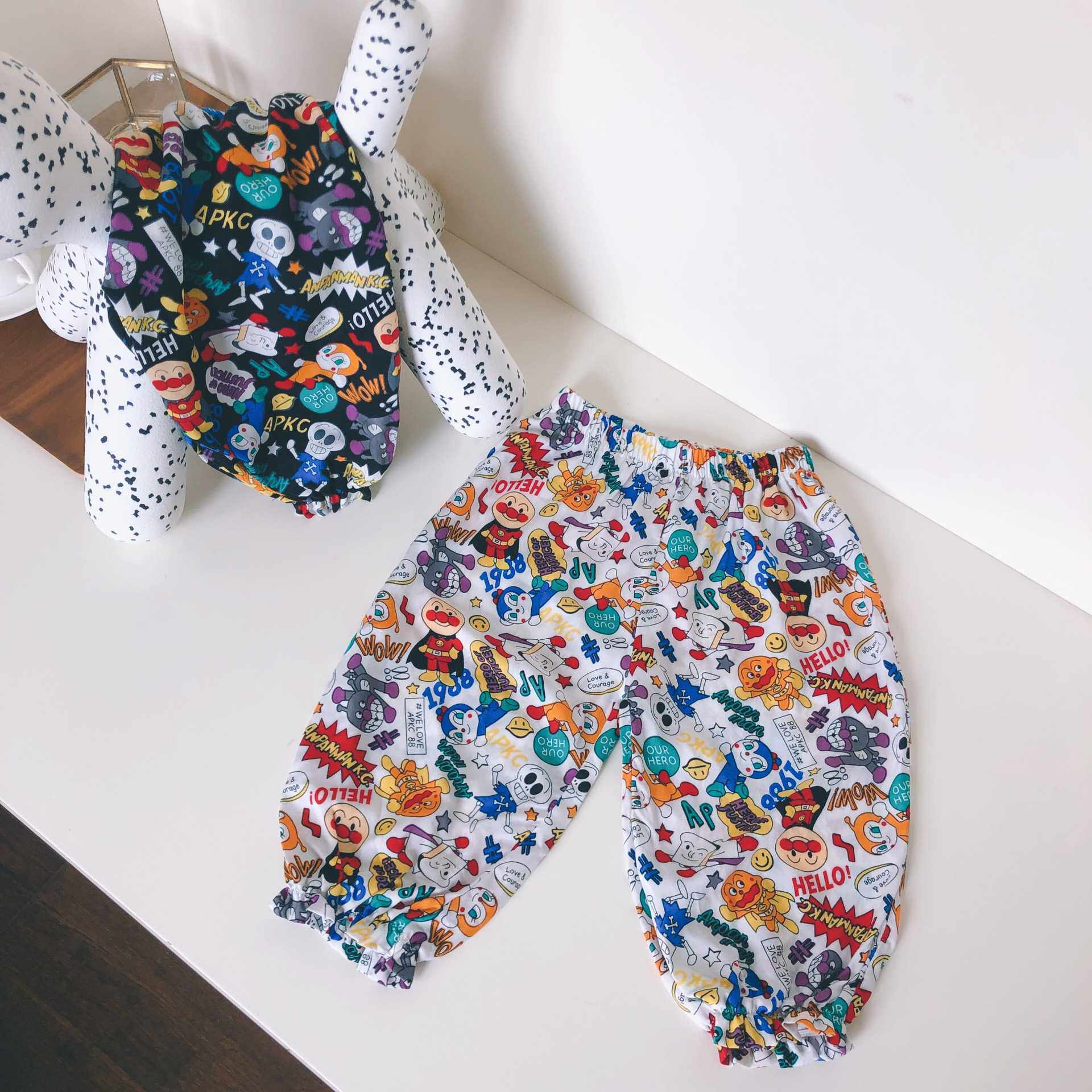 The new Anpanman cotton silk anti-mosquito pants for boys and girls big PP pants bunched trousers big butt pants thin pants