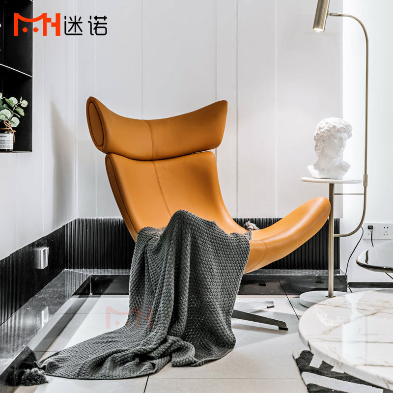 Nordic designer Light Luxury Leather Sofa Chair small household models Rotating Leisure Balcony Lazy Lounge