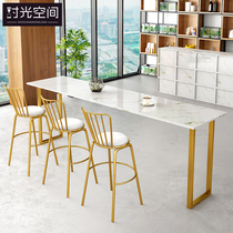 Nordic household bar table Simple outdoor marble small bar Milk tea coffee bar High foot bar table and chair combination