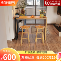Solid Wood Partition Small Bar Terrace Table Balcony Home Dining Table Leaning Against Wall High Foot Table Nordic Casual Milk Tea Shop Table And Chairs Bar