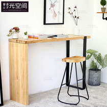 Simple modern solid wood bar table Household wall partition coffee table Living room entrance Creative high-legged table and chair