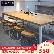 Nordic solid wood household dining table and chair Simple modern wall dining stool High foot bar chair Milk tea coffee restaurant table and chair